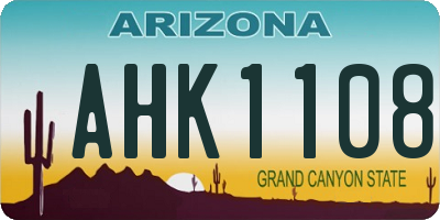 AZ license plate AHK1108