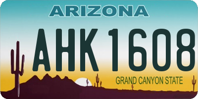 AZ license plate AHK1608