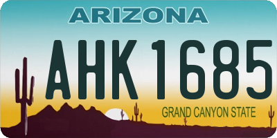 AZ license plate AHK1685