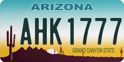 AZ license plate AHK1777