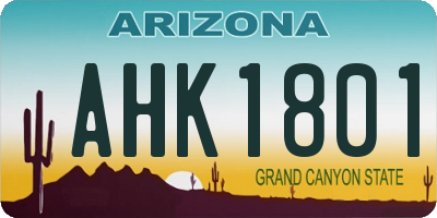 AZ license plate AHK1801