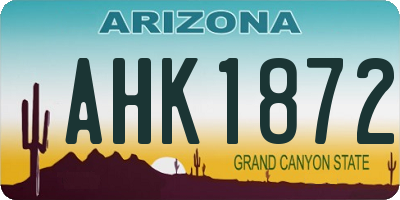 AZ license plate AHK1872