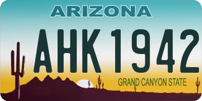 AZ license plate AHK1942