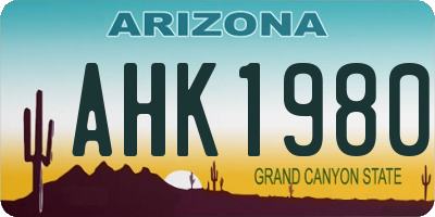 AZ license plate AHK1980