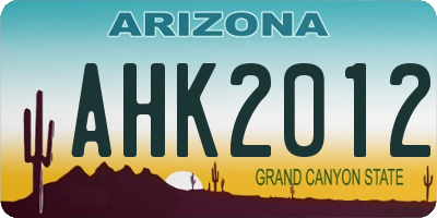 AZ license plate AHK2012