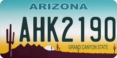 AZ license plate AHK2190