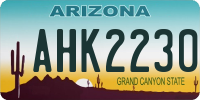 AZ license plate AHK2230