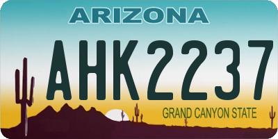 AZ license plate AHK2237