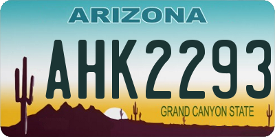 AZ license plate AHK2293