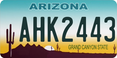 AZ license plate AHK2443