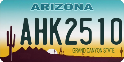 AZ license plate AHK2510