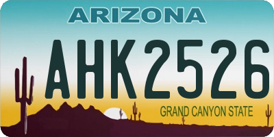 AZ license plate AHK2526