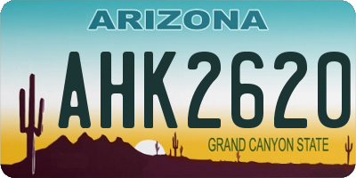 AZ license plate AHK2620