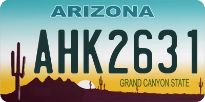 AZ license plate AHK2631