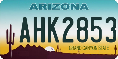 AZ license plate AHK2853