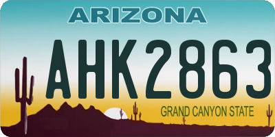 AZ license plate AHK2863