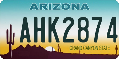 AZ license plate AHK2874