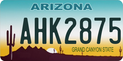 AZ license plate AHK2875
