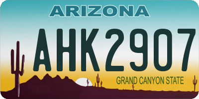 AZ license plate AHK2907