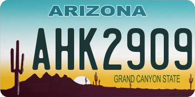 AZ license plate AHK2909