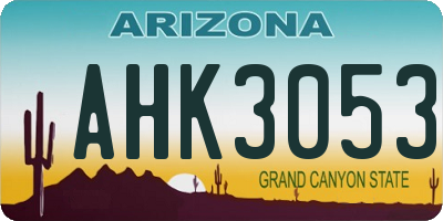 AZ license plate AHK3053