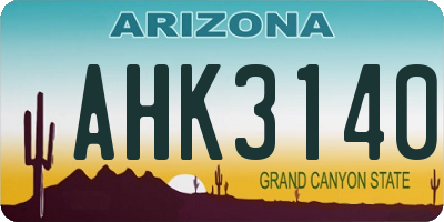 AZ license plate AHK3140
