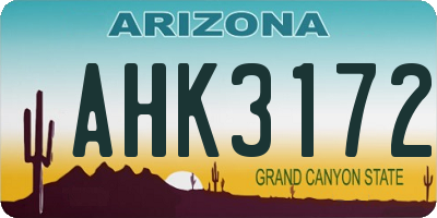 AZ license plate AHK3172