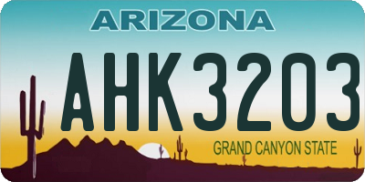 AZ license plate AHK3203
