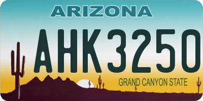 AZ license plate AHK3250