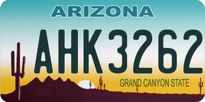 AZ license plate AHK3262