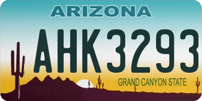 AZ license plate AHK3293