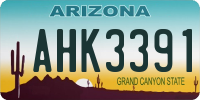 AZ license plate AHK3391