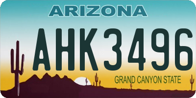 AZ license plate AHK3496