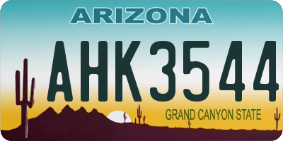 AZ license plate AHK3544