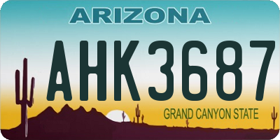 AZ license plate AHK3687