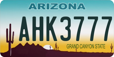 AZ license plate AHK3777