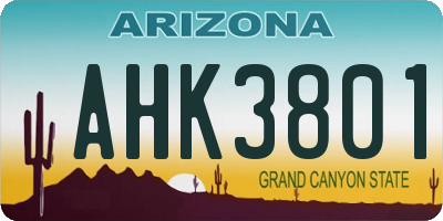 AZ license plate AHK3801