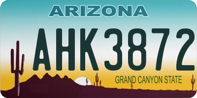 AZ license plate AHK3872