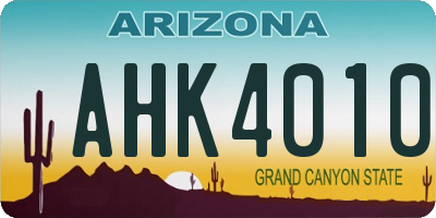 AZ license plate AHK4010