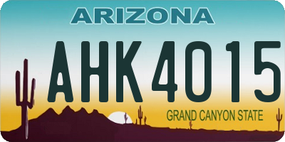 AZ license plate AHK4015