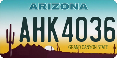 AZ license plate AHK4036