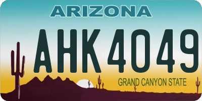 AZ license plate AHK4049
