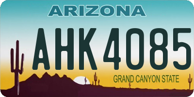 AZ license plate AHK4085