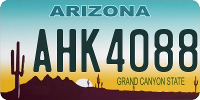 AZ license plate AHK4088