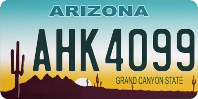 AZ license plate AHK4099
