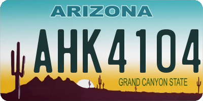 AZ license plate AHK4104