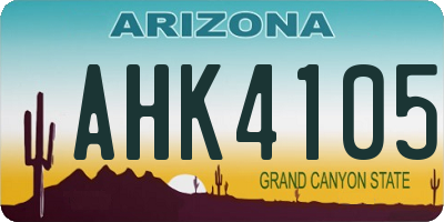 AZ license plate AHK4105