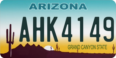 AZ license plate AHK4149