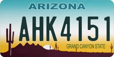 AZ license plate AHK4151