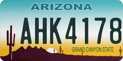 AZ license plate AHK4178